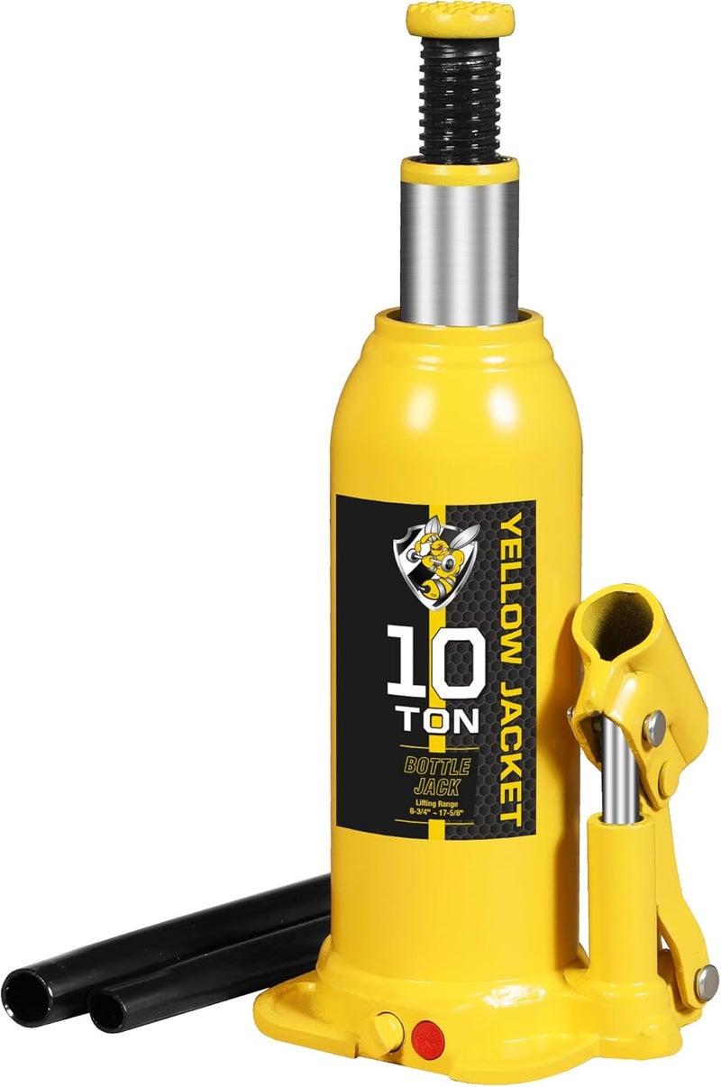 Yellow Jacket جاك زجاجة ملحوم متعدد الاتجاهات بقدرة 10 أطنان (20,000 رطل) ، جاكات زجاجة أفقية للاستخدام مع السيارات والشاحنات والمركبات الترفيهية وإصلاح السيارات ، جاك زجاجة هيدروليكي ، أصفر - Image 1